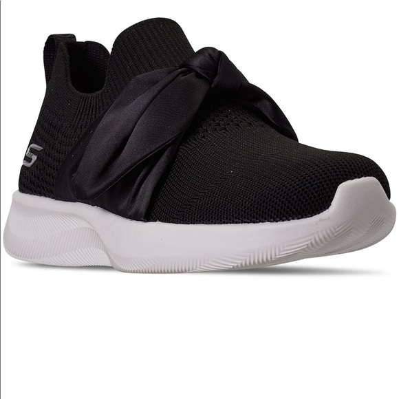 skechers black bow
